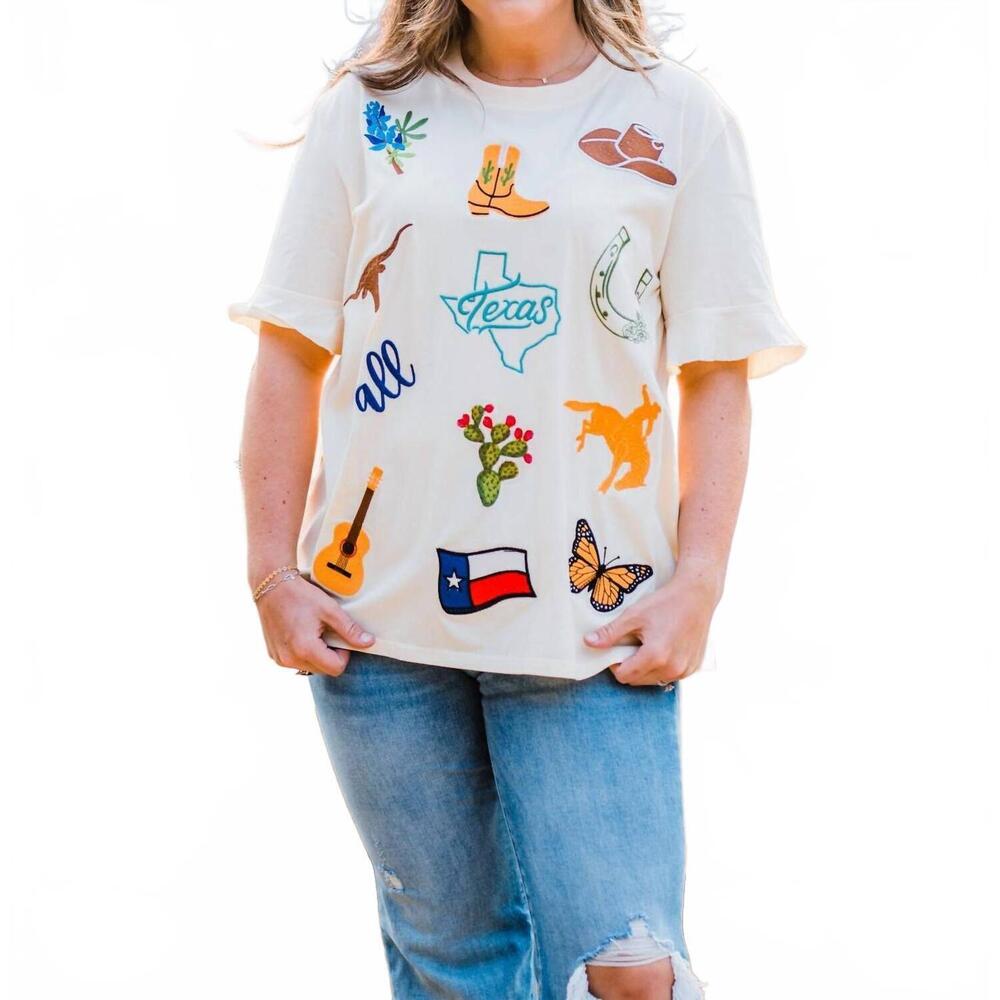 NEW LAYERZ CLOTHING deep in the heart of texas top in cream